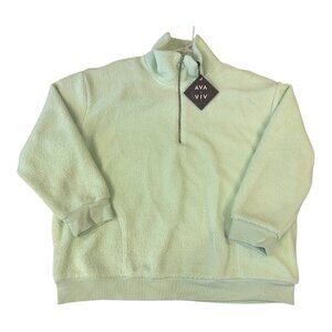 8 NWT Ava & Viv Sherpa Fleece Pullovers Plus Size X–3X Green White Lot